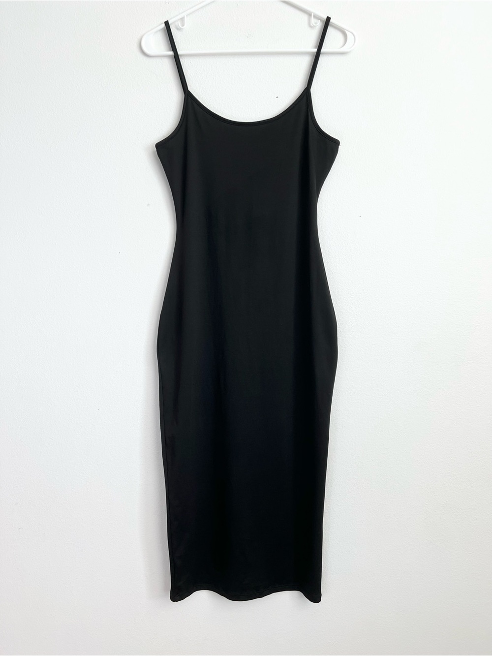 Blanc Clothing Black Bodycon Midi Slip Dress Goth Vampire Grunge Cami Dress M